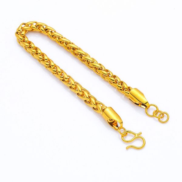 

classic byzantine chain bracelet wrist for men women 18k yellow gold filled traditional jewelry gift 21cm long, Black