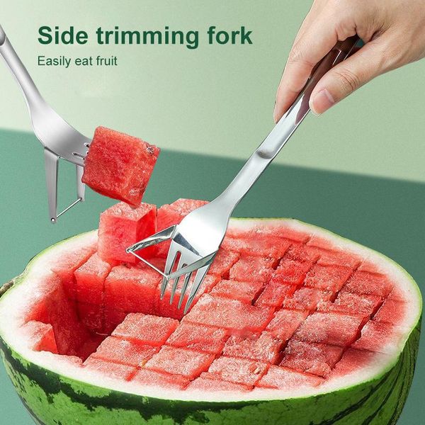 

forks creative 2-in-1 watermelon fork slicer cake dessert dig fruit cut melon cutting spoon kitchen accessories