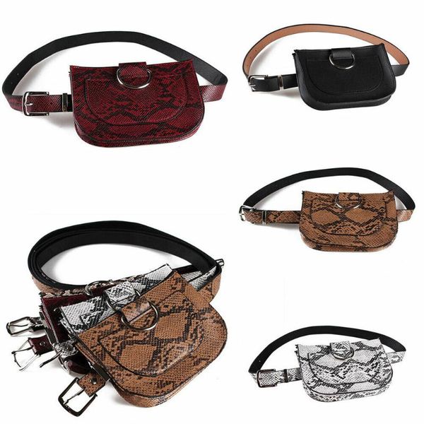 

ladies waist pack bag serpentine pu leather snake skin belt fanny bags