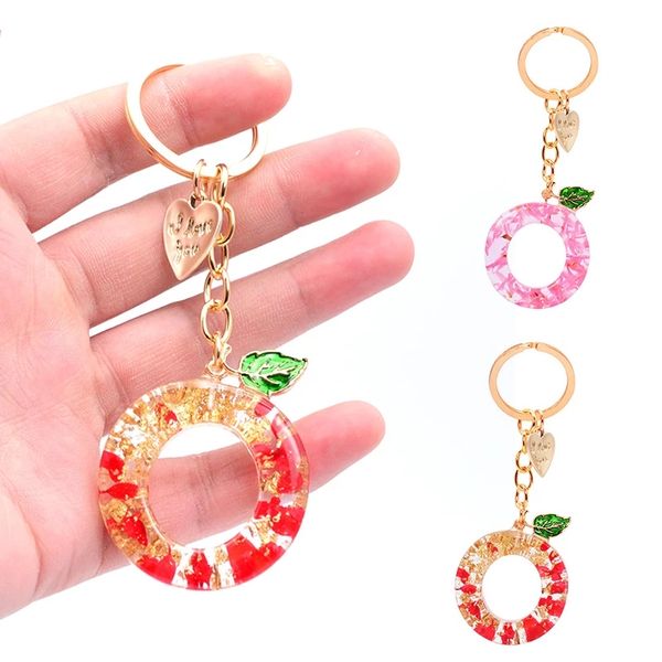 

cute simulation fruit keychain car pendant resin accessories gift wholesale keyring fashion jewelry, Slivery;golden
