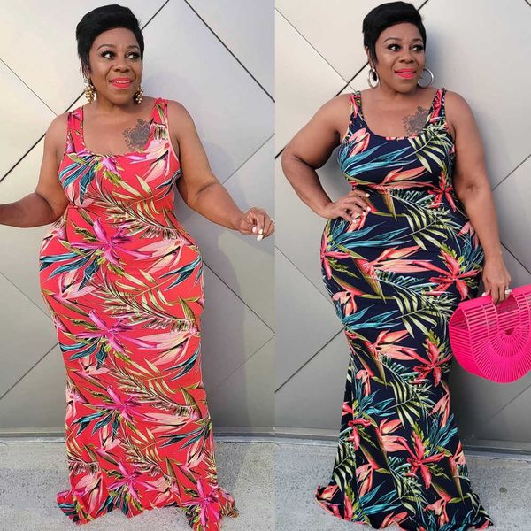 

large women's 1031# floral print vest dress long skirt, Black;gray