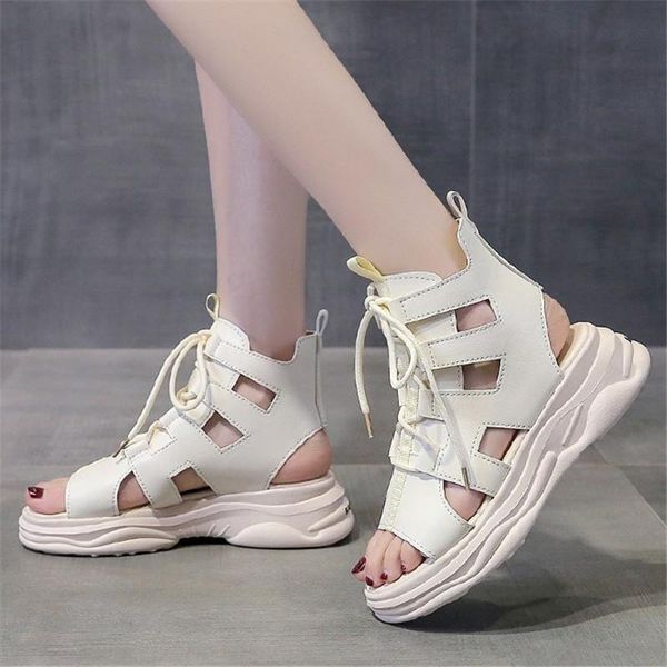 

sandals trifle thick-soled women 2021 summer students mid-heel casual high-roman shoes beach women's, Black