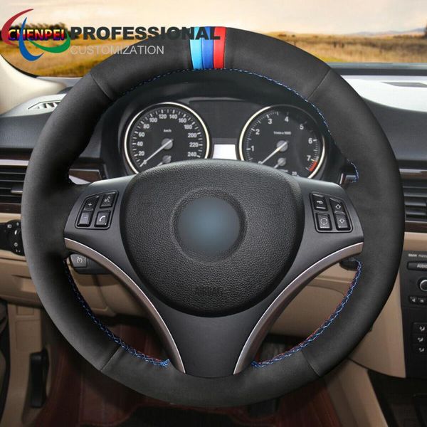 

steering wheel covers diy non-slip black suede car cover for 1 series e87 3 e90 e91 e92 335i interior accessories