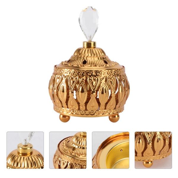 

fragrance lamps 1 pc decorative metal home censer exquisite deskdecoration (golden)