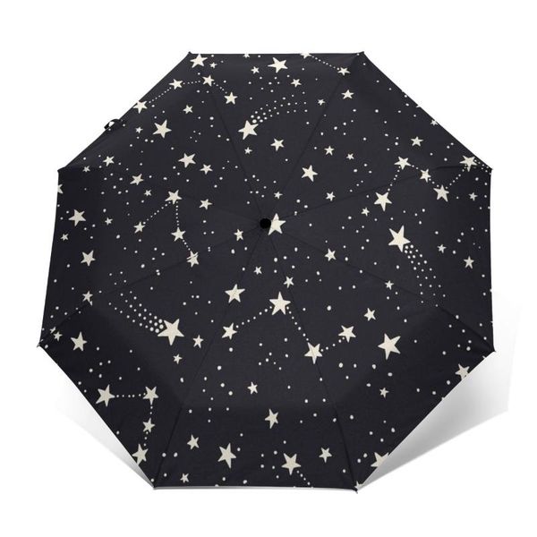 

umbrellas automatic umbrella night space sky with stars three-fold women men rain