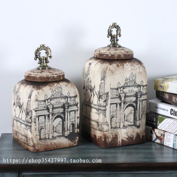 

vases retro nostalgic savings tanks ancient buildings ceramics copper american style handicrafts living room study decoration