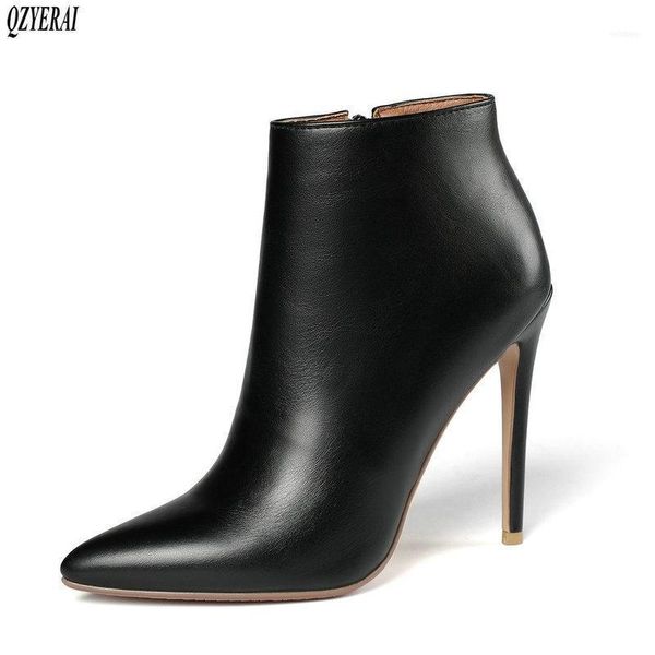 

boots qzyerai ankle short black white red women 12cm high heels autumn and winter women's shoes11