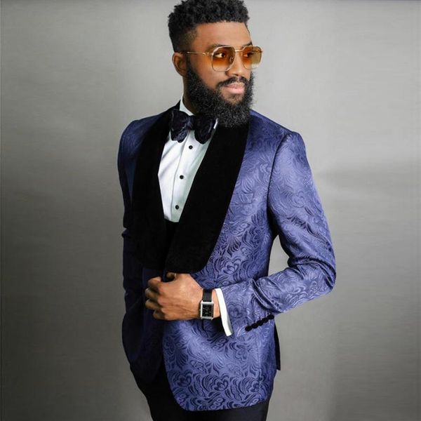 

lavender jacquard pattern men's jacket shawl lapel for wedding male blazer custom made tuxedos one button prom suit suits & blazers, White;black