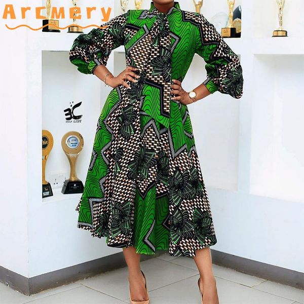 

casual dresses women plus size long sleeve retro printed bow knot design maxi dress, Black;gray