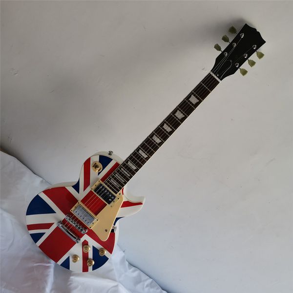 

6 strings electric guitar with british flag pattern chrome hardware rosewood fingerboard can be customized