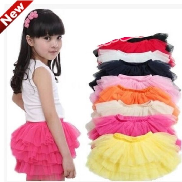 Saias meninas crianças tutu saia camadas camiseta crianças saias de puff saia de crianças bailet curto saia mini-saia 210413