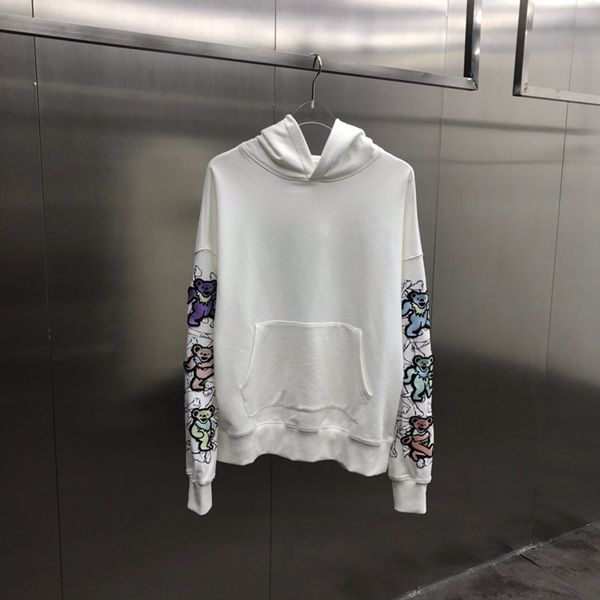 

2020 winter new designer mens clothing homme hooded casual sweatshirts mens women hoodies arm bear embroidery pullover sweatshirt, Black