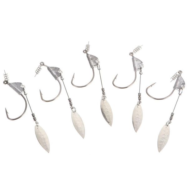 

fishing hooks 5 pcs underspin weighted blades spring hook