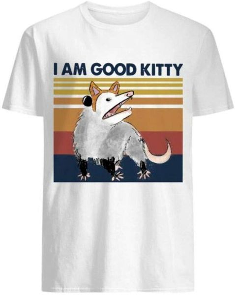 

possum i'm a good kitty possum meme opossum t-shirt size s-5xl, White;black
