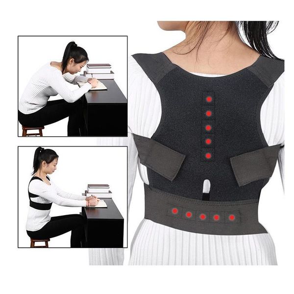 

sports shoulder back magnets posture corrector support brace humpback postural correction belt chiropractic vest, Black;blue