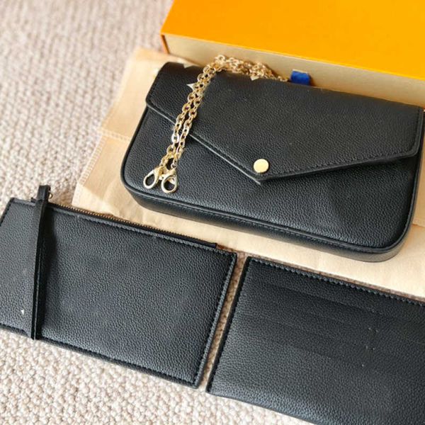 

designer luxury bag 3pcs set shoulder bag women handbag wallet favorite multi pochette accessories chain crossbody bags women's leather, Red;black