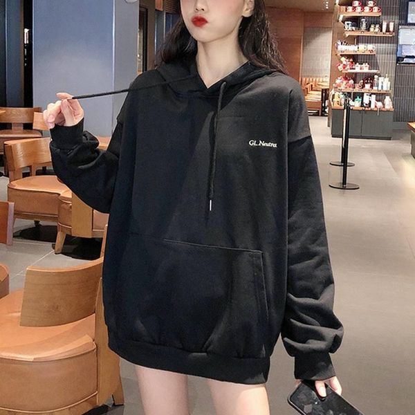 

women's hoodies & sweatshirts harajuku casual oversized hoodie letter print autumn hooded sweatshirt women winter pullover lady streetw, Black