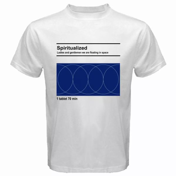 

new spiritualized space logo men's white t-shirt size s - 3xl, White;black
