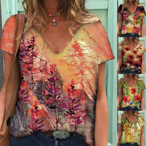 

women's t-shirt lugentolo summer print tshirt women plus size loose batwing sleeve v-neck casual t shirt for, White