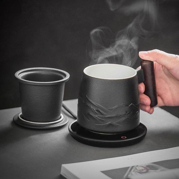 

mugs luwu ceramic tea cup with infuser relief mountain coffee mug 310ml