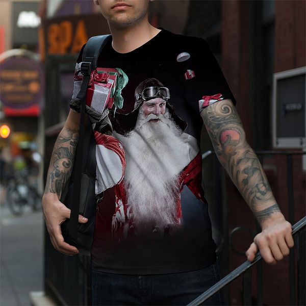 

men's sunglasses christmas knight old man pattern 3d printing fashion christmas short sleeve breathable daily street shooting party tra, White;black