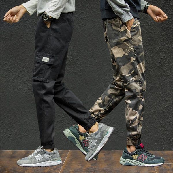 

loose feet camouflage nine points pants harem overalls men's, Black