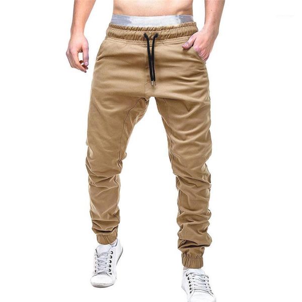 

men's pants autumn and winter casual elastic waist slim fit long trousers fashion male sweatpants cargos joggers pleated, Black