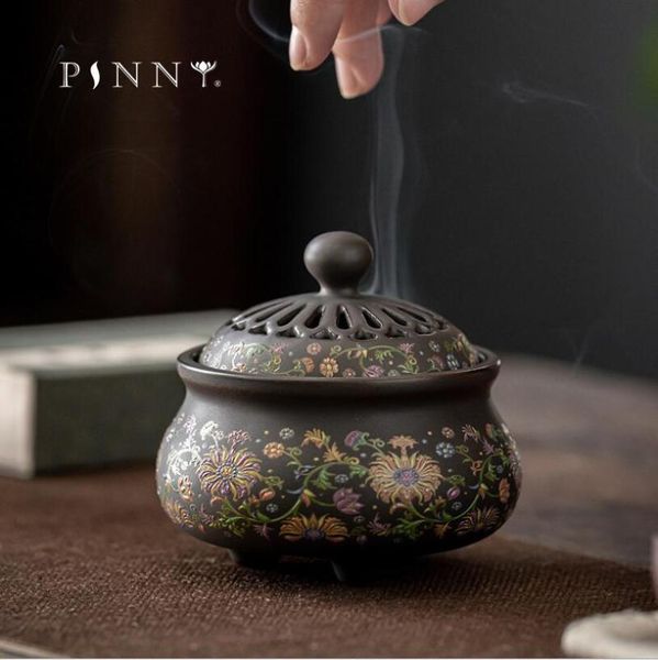 

large cloisonne ceramic incense burner zen antique coil base sandalwood censer room decoration meditation fragrance lamps