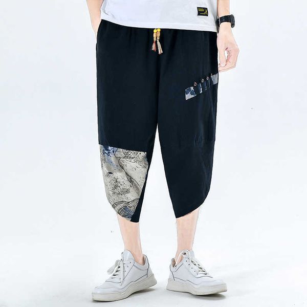 

men's pants high street male cross men joggers patchwork loose print hiphop jogger trousers harem o9om sp0d, Black
