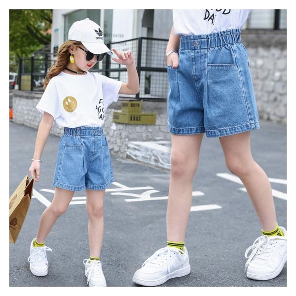 

fashion girl short princess jeans shorts summer kids loose elastic waist denim for children pants girls, Black