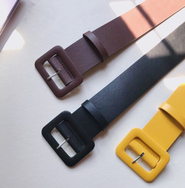 

simple fashion versatile bag buckle wide belts windbreaker decorative belt japanese button women's, Black;brown