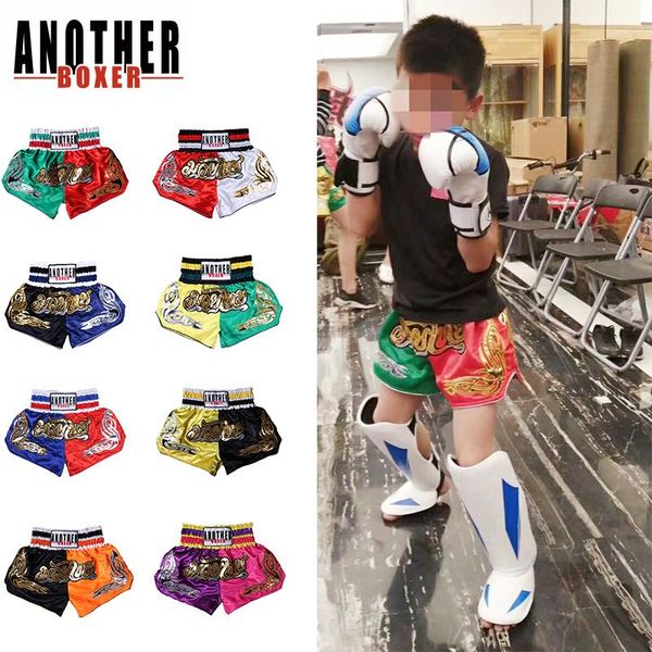 Kids homens mulheres boxe shorts troncos de impressão seca kickboxing luta luta lutando tigre muay thai homens