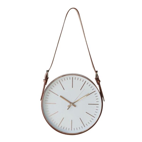 

wall clocks modern minimalist leather belt hanging clock living room background