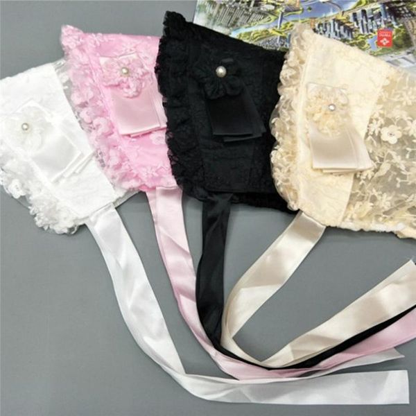 

caps & hats 2021 retro lovely baby girls hat lace european court portray po tether commemorative tools 4 colors, Yellow