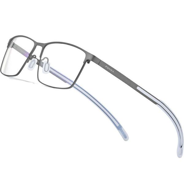 

fashion sunglasses frames pure titanium glasses frame men square myopia optical prescription eyeglass man 2021 antiskid silicone eyewear 852, Black
