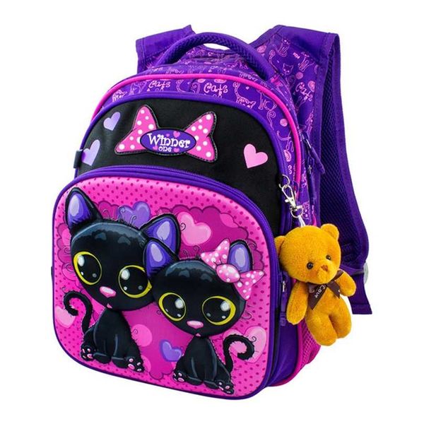 Meninas mochilas ortopédicas 3d desenhos animados crianças saco de escola para meninos estudantes primários 6-9y crianças satchels 211021