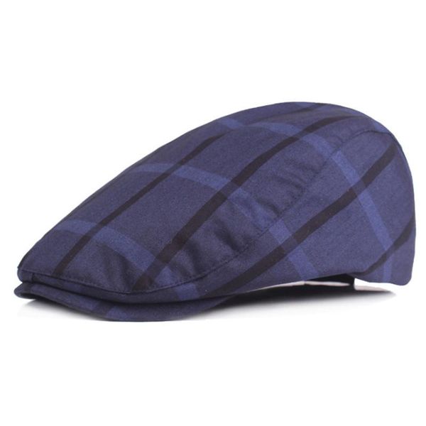 

berets fashion british style outdoor retro plaid visors male female beret hat, Blue;gray