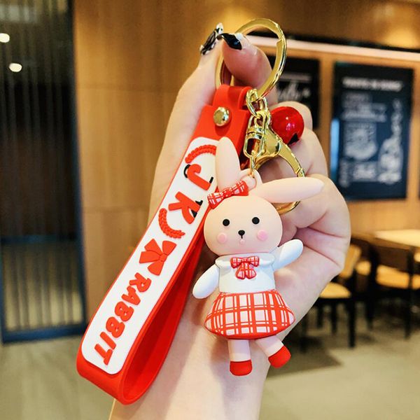 

fashion cartoon keychain key buckle bag car handmade man woman loves purse bags keychains pvc uniform rabbit doll pendant accessories ysk032, Silver