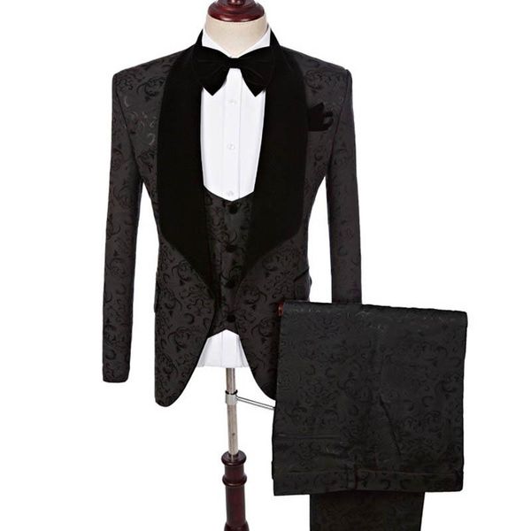 

3-pieces men blazer suit set embroidery slim fit wedding groom tuxedo for single breasted suits prom man wear men's & blazers, White;black