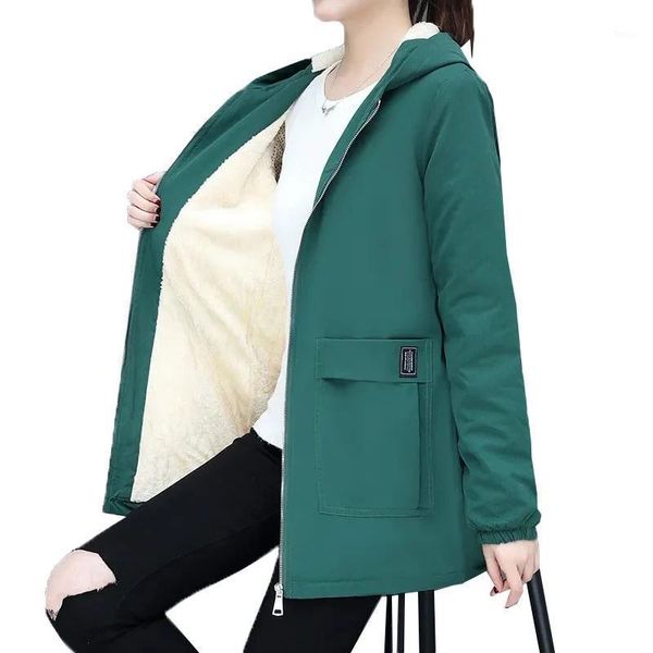 

women's down & parkas women winter jacket mid long warm female lambswool coat cotton padded parka hooded windbreaker outwear r1626, Black
