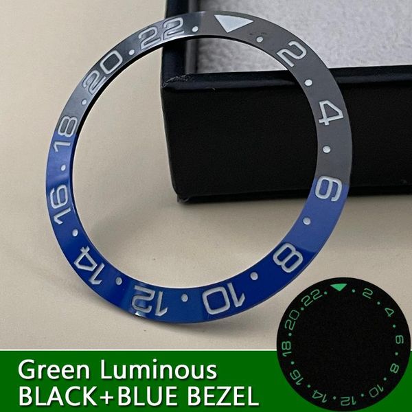 

repair tools & kits standard 38mm ceramic bezel green/blue luminous insert suit for gmt/rlx/sub 40mm case black-blue embedded outer ring
