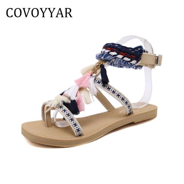 

national style fringe women sandals summer retro flip flops gladiator flat shoes wss768, Black