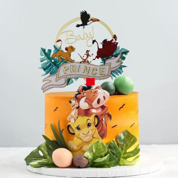 

other event & party supplies rainforest prince gold acrylic animal puppy rhino insert baby gender reveal boy birthday cake label baking