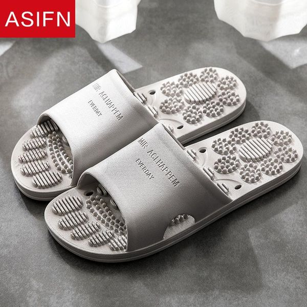

slippers asifn home bathroom non slip massage men women indoor summer bathing couple slides male flip flops chanclas hombre, Black