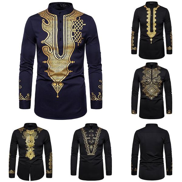 

men's casual shirts dashiki shirt men fashion africa clothing pullovers african dress clothes hip hop robe africaine world apparel, White;black