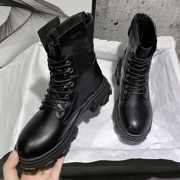 

boots women's fashion in 2021 korean version of autumn and winter thick-soled short boots., Black