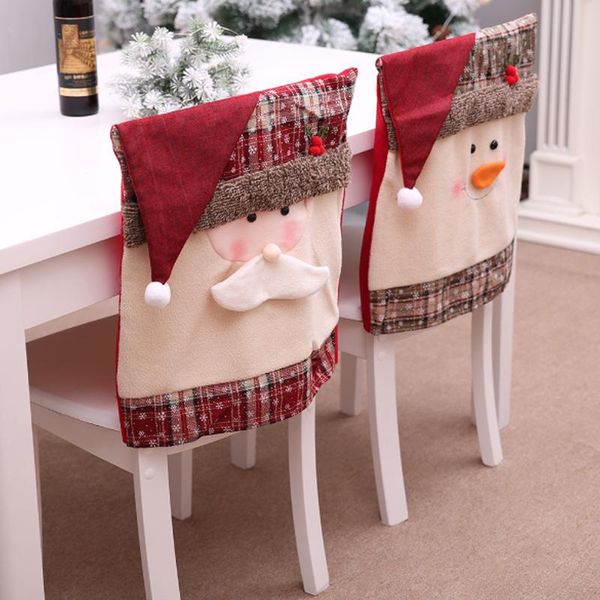 

chair covers christmas cover santa claus hat snowman dinner table back holiday party home decor navidad