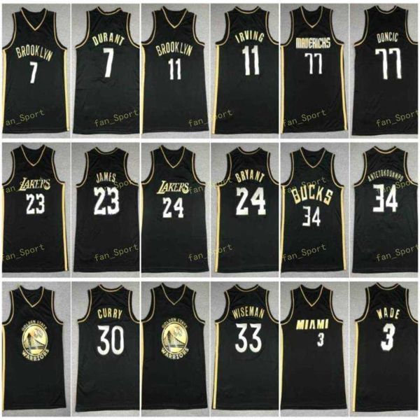 Designer de camisas de basquete personalizadas Designer camisa de ouro preto Kevin Durant Kyrie Irving Luka Doncic Stephen Curry Wiseman Lebron James Giannis Antetokounmpo Dw