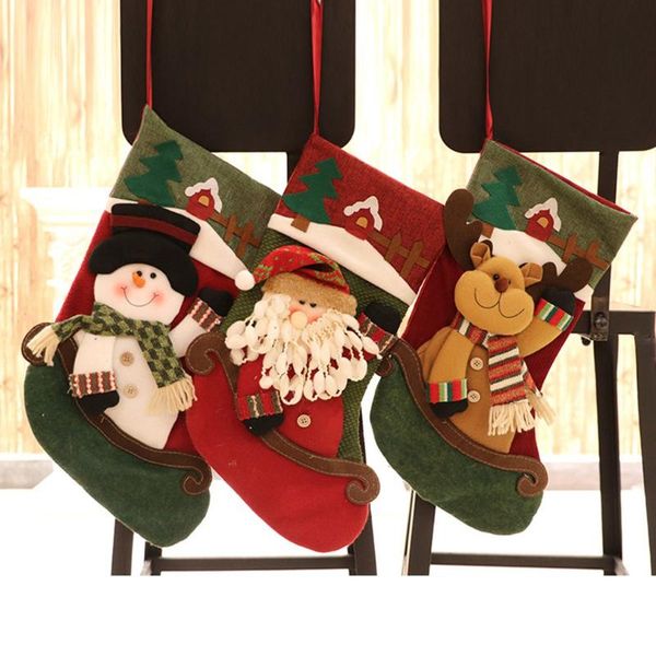 

christmas decorations stocking sack xmas gift candy bag flannelette noel for home sock tree decor