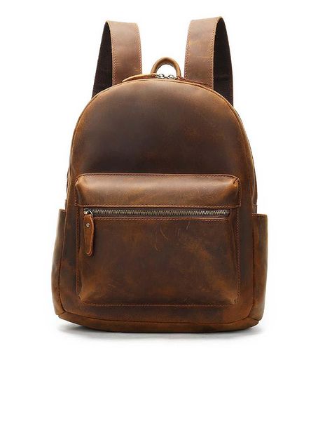 

backpack men boy business casual soft brown pu leather male shoulder men's fitness outdoor traveling city walking bag for
